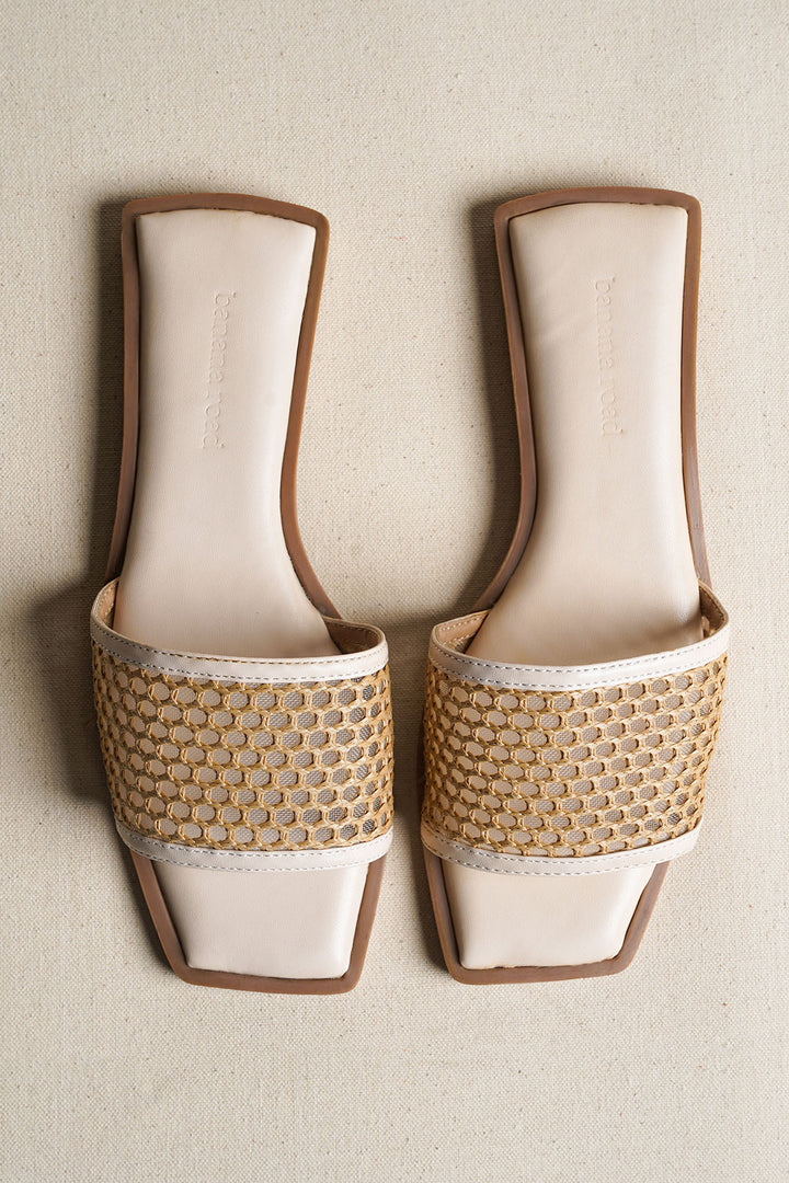 OFF WHITE MESH SQUARE TOE SLIDE