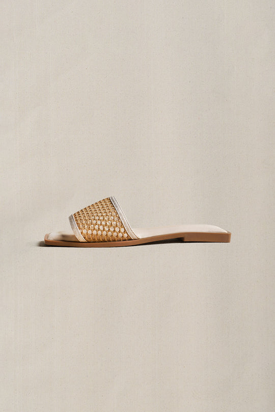 OFF WHITE MESH SQUARE TOE SLIDE