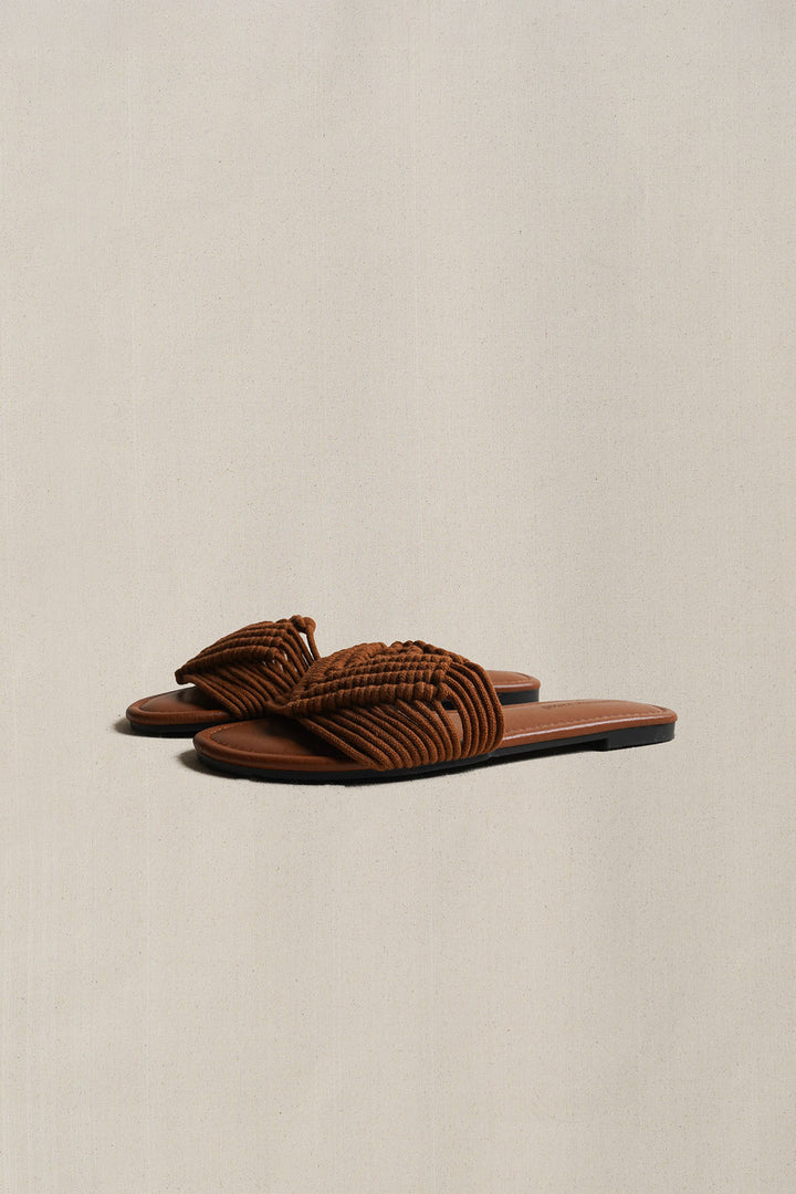 TAN SANTORINI WOVEN SLIDES