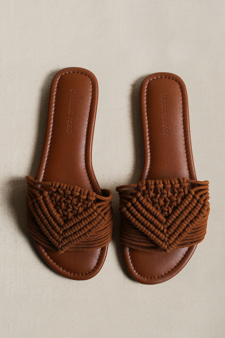 TAN SANTORINI WOVEN SLIDES