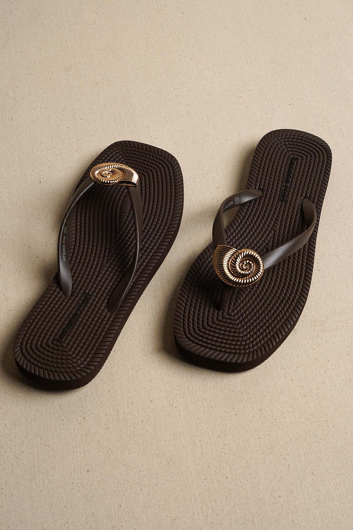 BROWN SEASHELL SLIPPERS
