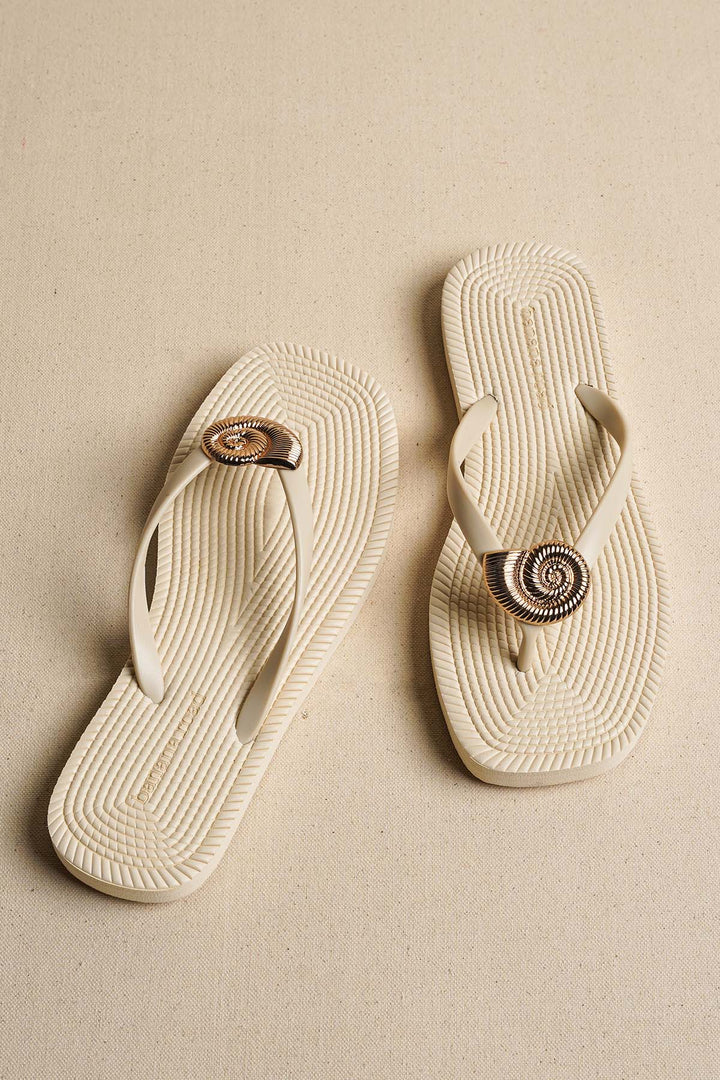 OFF WHITE SEASHELL SLIPPERS