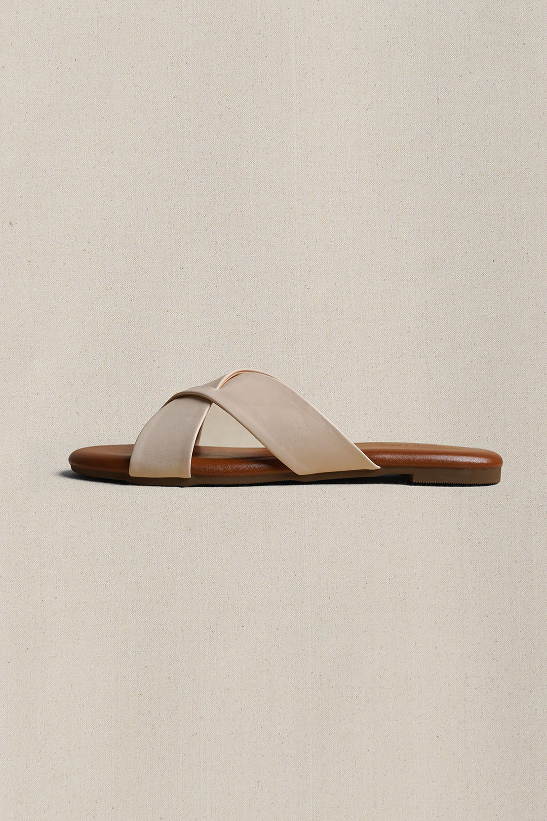 OFF WHITE CROSS STRAP SLIDES
