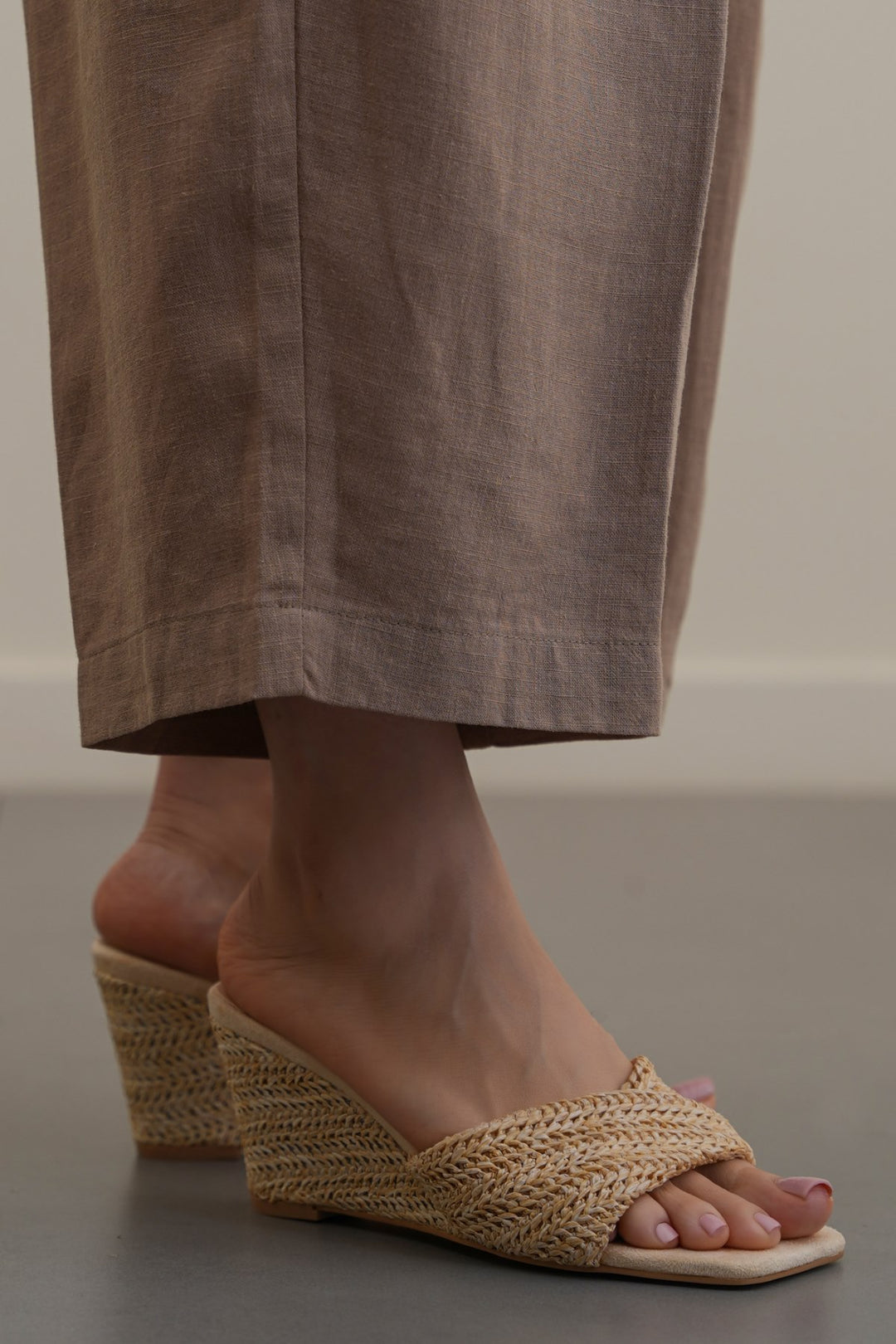 LIGHT BEIGE ISLA WOVEN WEDGES