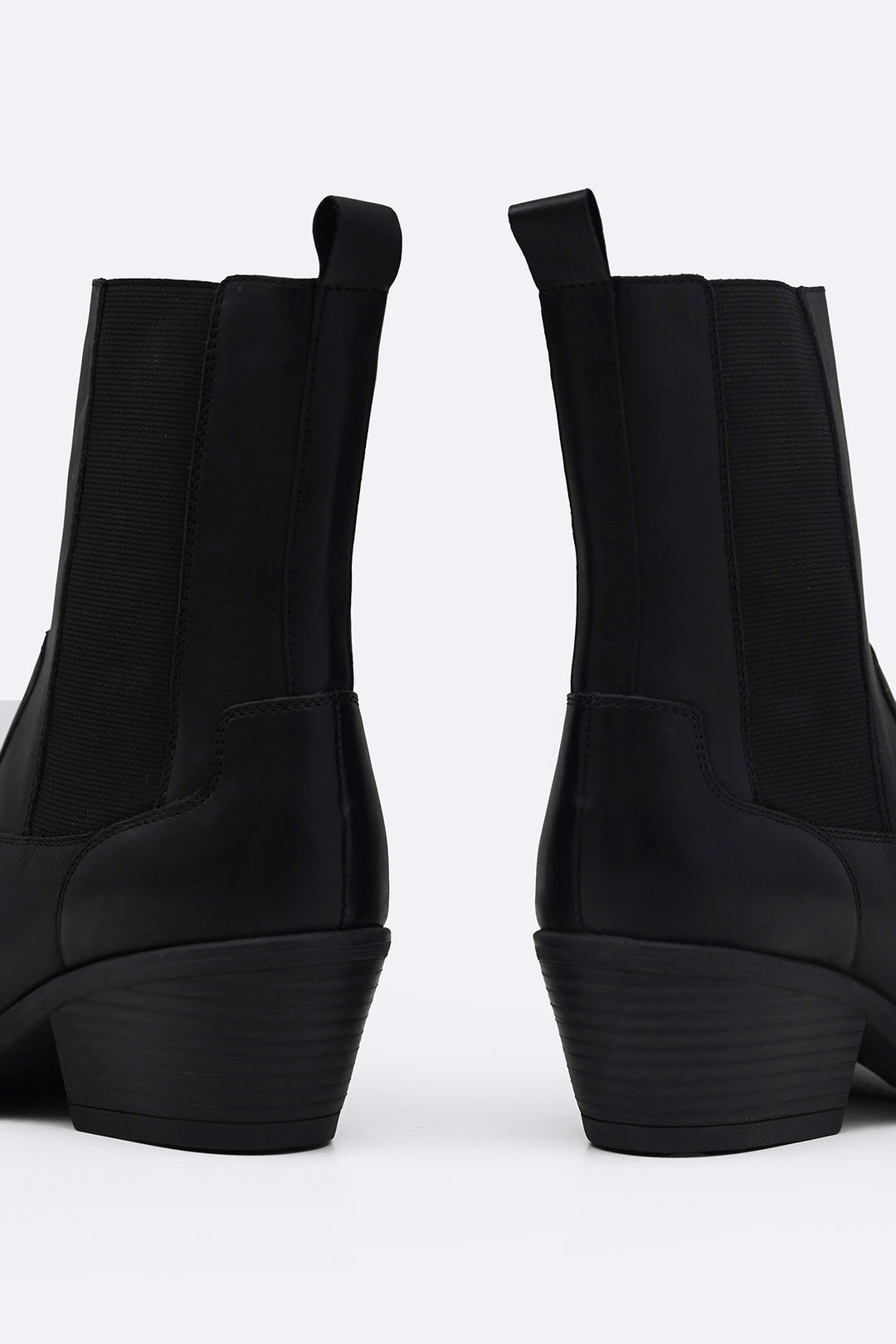 BLACK LEATHER WESTERN BOOTS