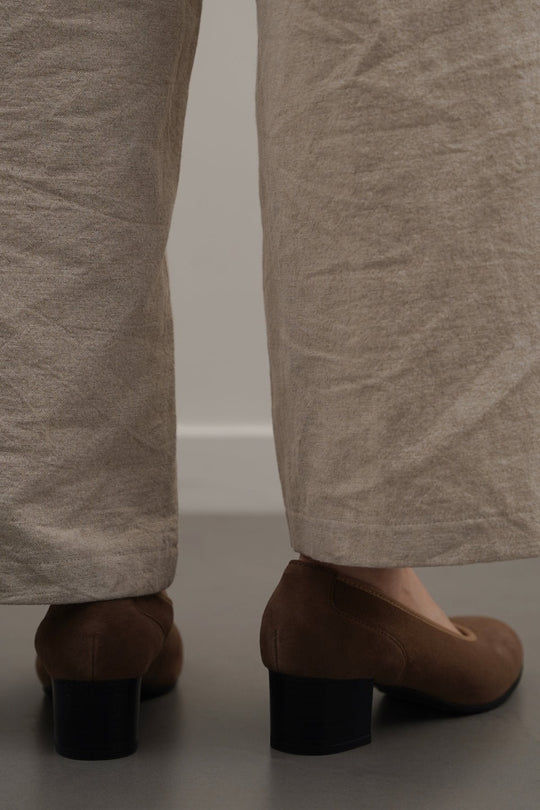 TAUPE LEATHER BLOCK HEELS