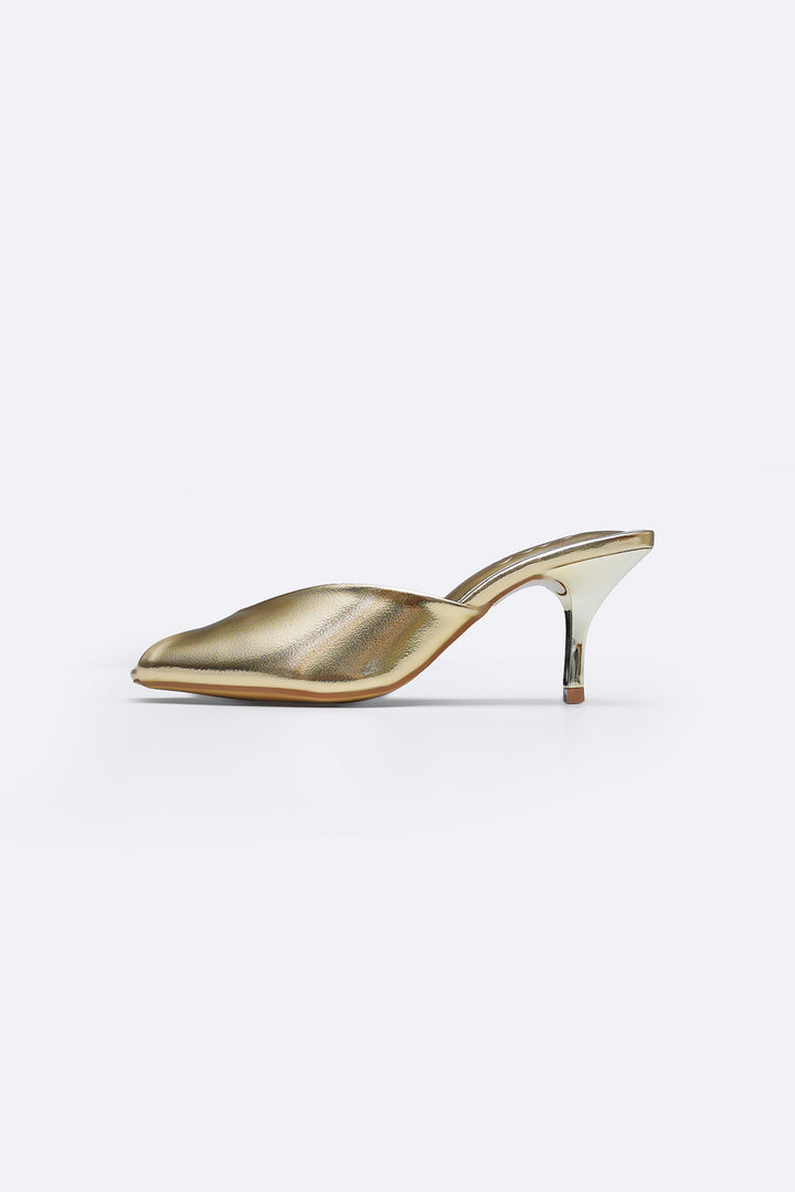 GOLD PARTY PEEP HEEL
