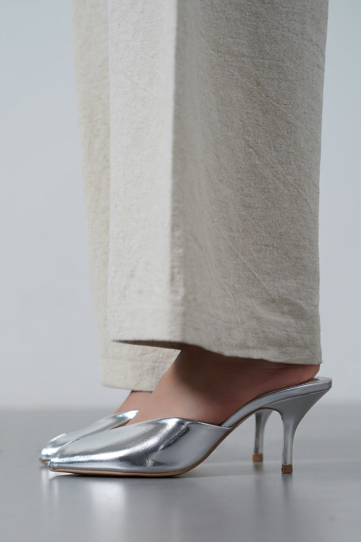 SILVER PARTY PEEP HEEL