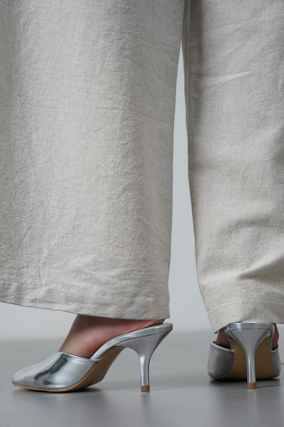 SILVER PARTY PEEP HEEL