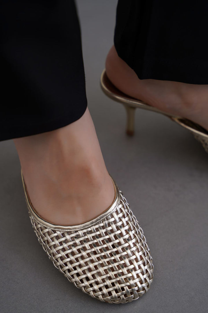 DULL GOLD BALLET HEELS