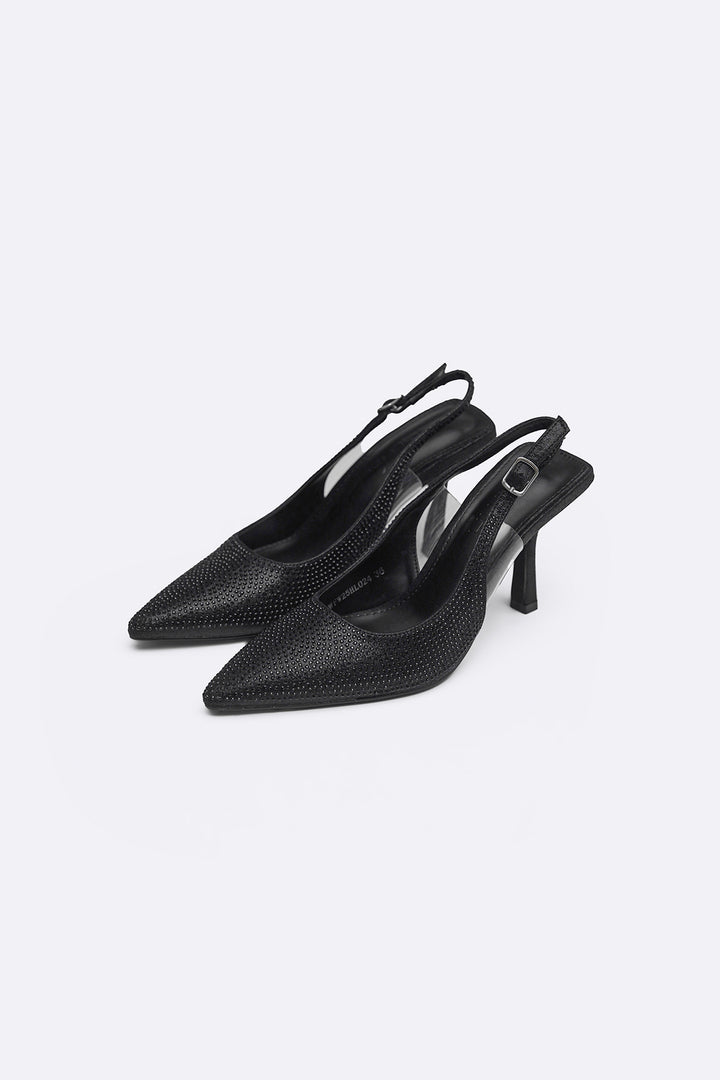 BLACK CRYSTAL SPRAY HEELS