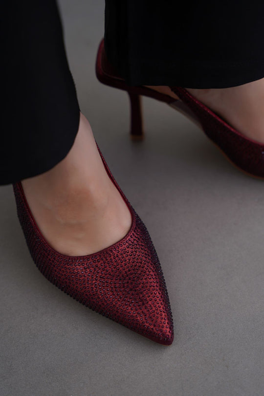 MAROON CRYSTAL SPRAY HEELS