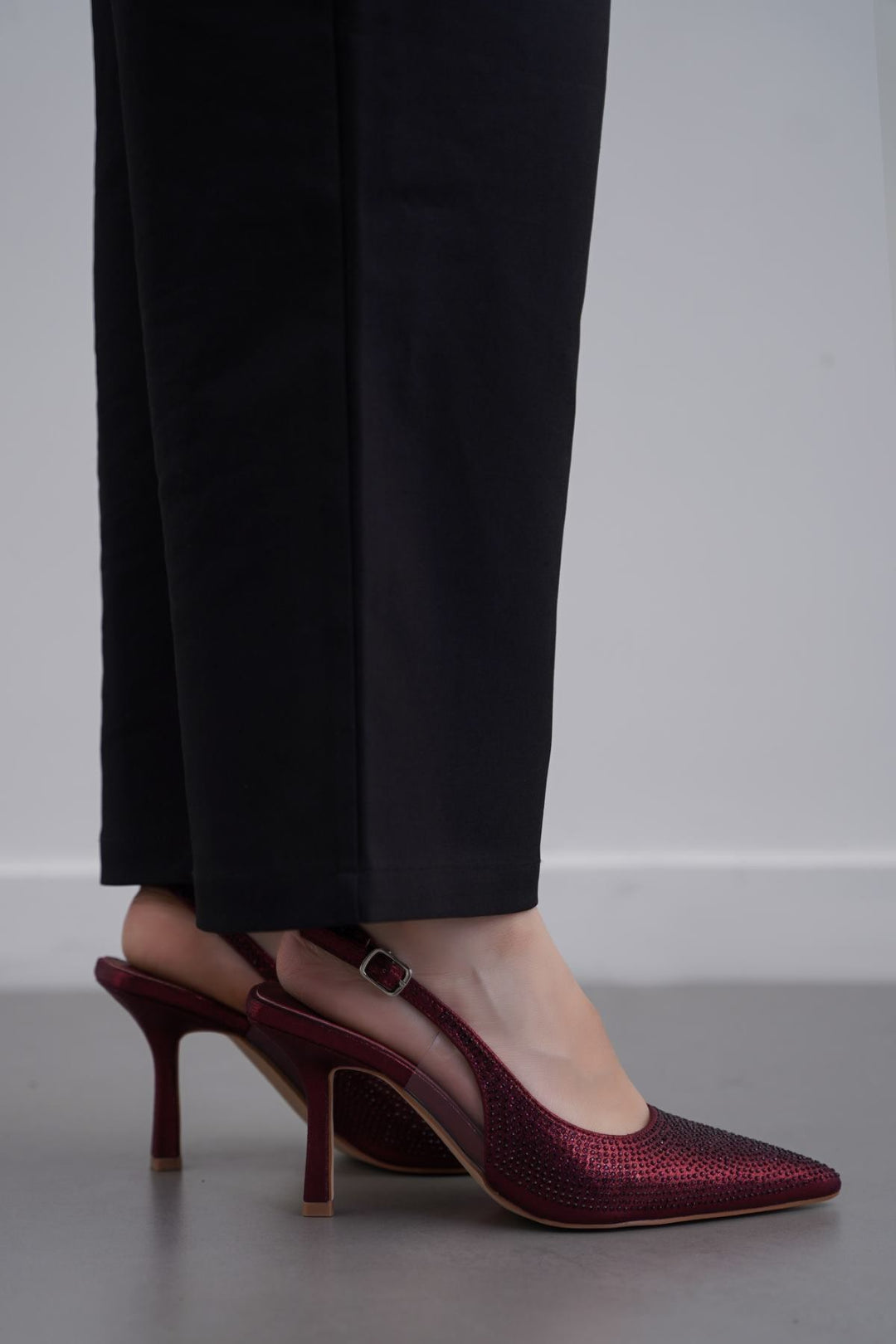 MAROON CRYSTAL SPRAY HEELS