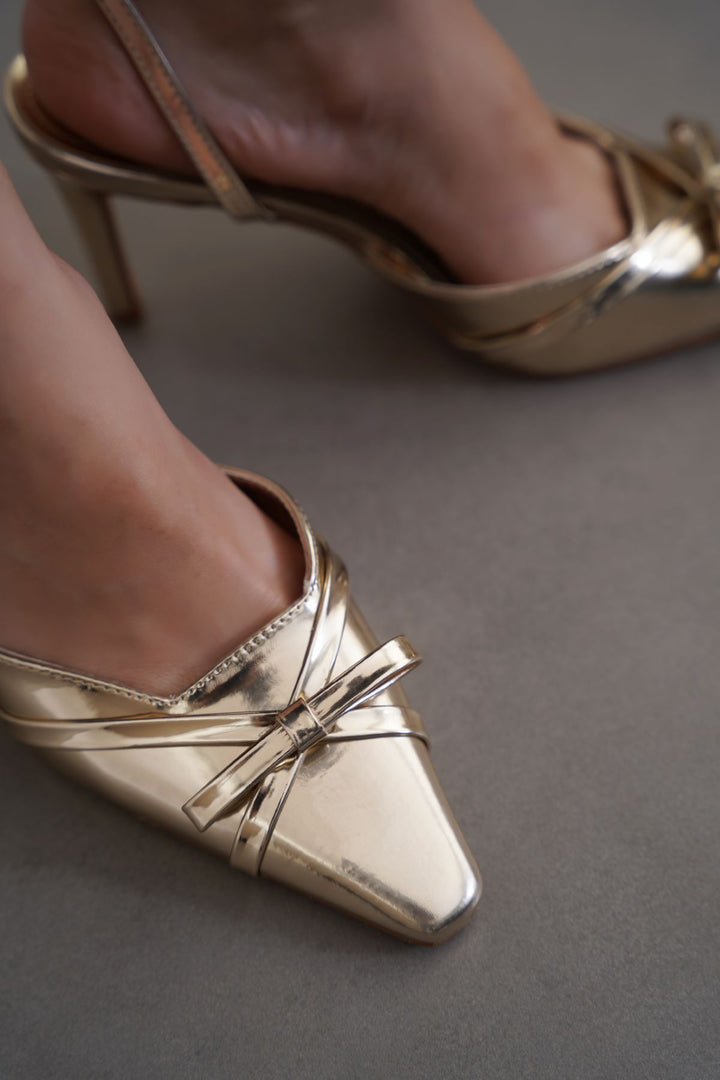 GOLD HOLLYWOOD BOW HEELS