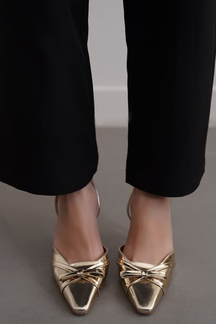 GOLD HOLLYWOOD BOW HEELS