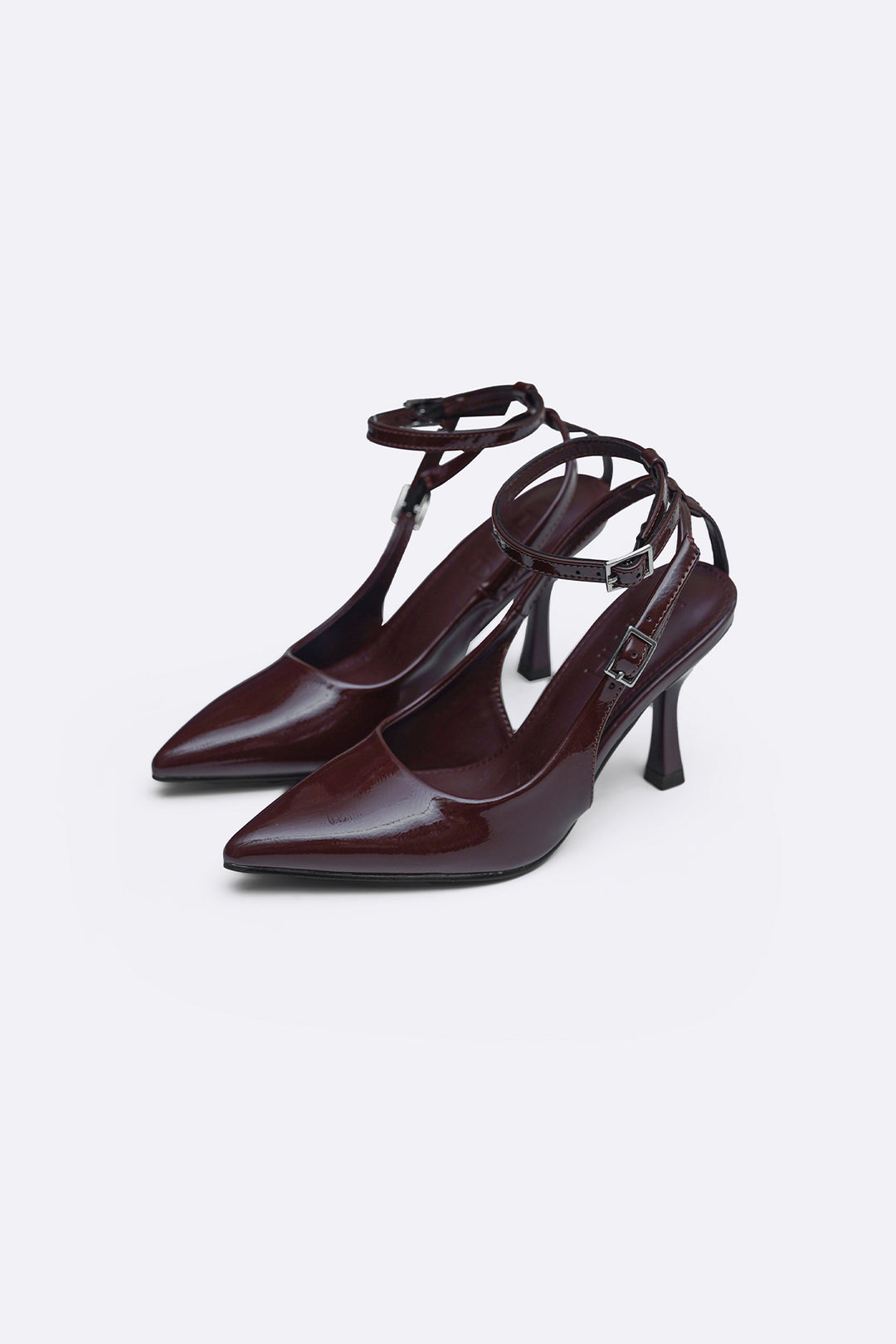 COFFEE ANKLE-TIE STILETTO