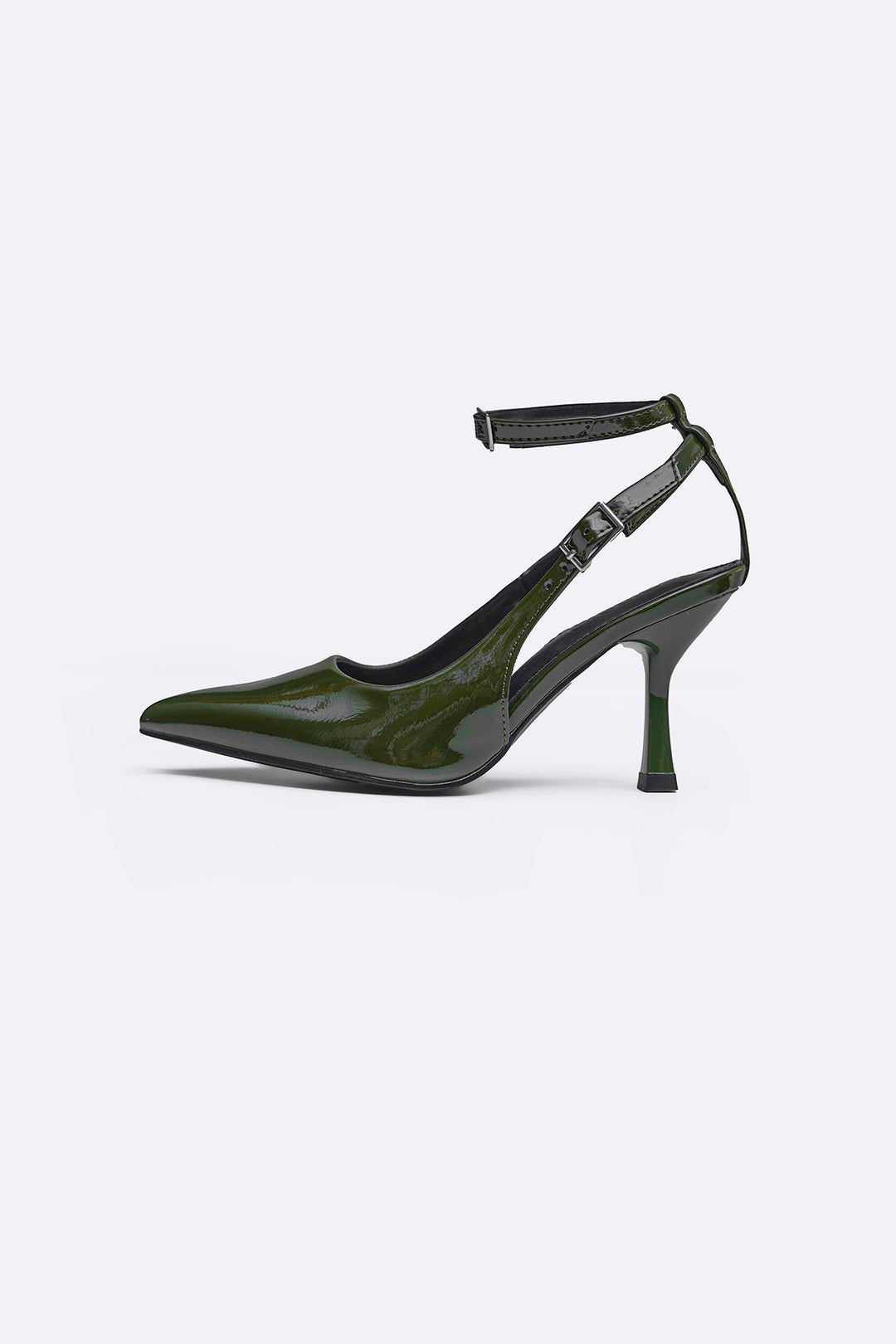 GREEN ANKLE-TIE STILETTO