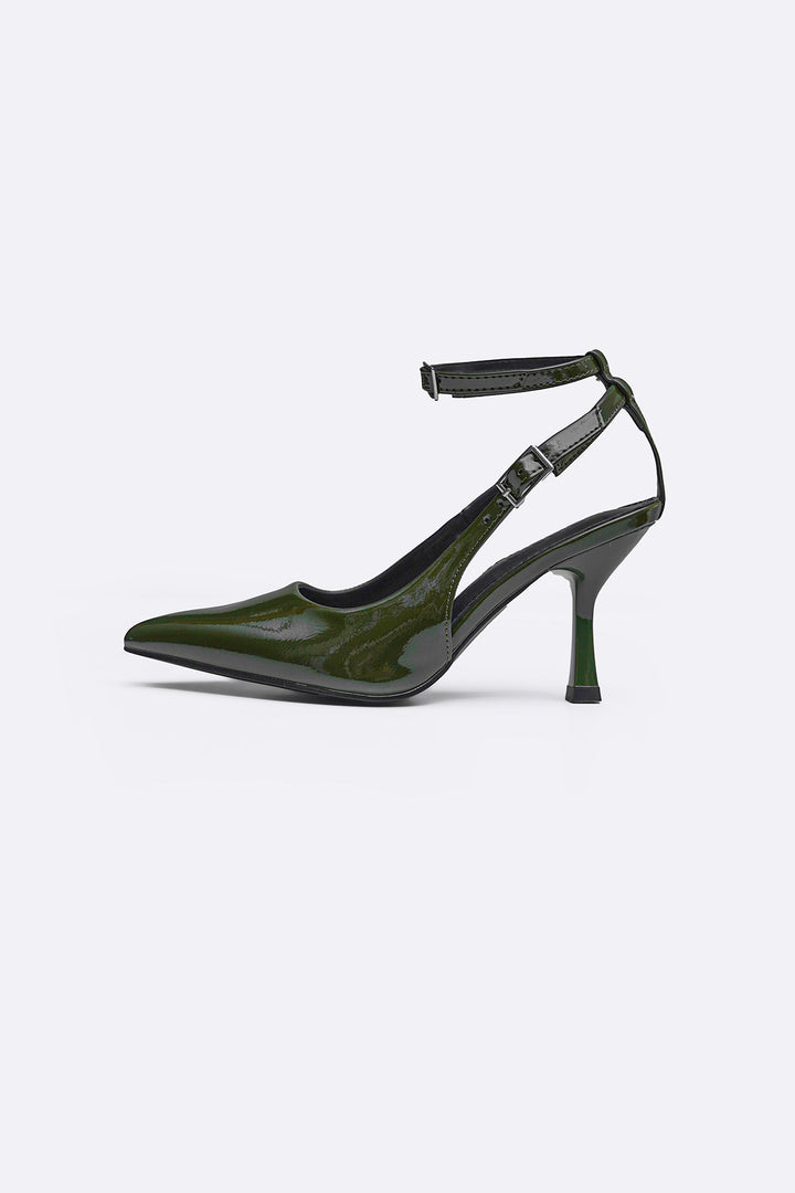 GREEN ANKLE-TIE STILETTO