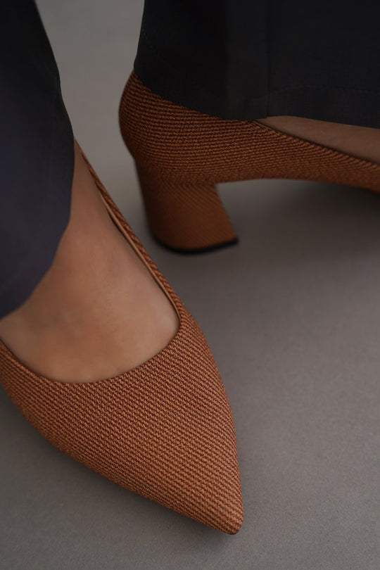 TAN BOARDROOM BLOCK HEELS