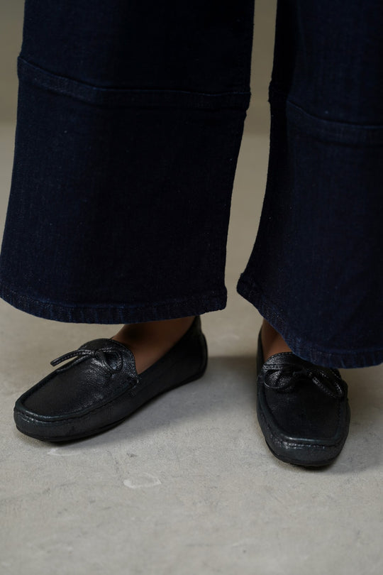 BOW LEATHER MOCCASINS