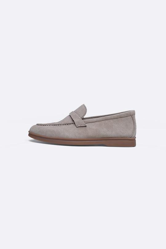 TAUPE PALM & PEBBLE LEATHER LOAFERS