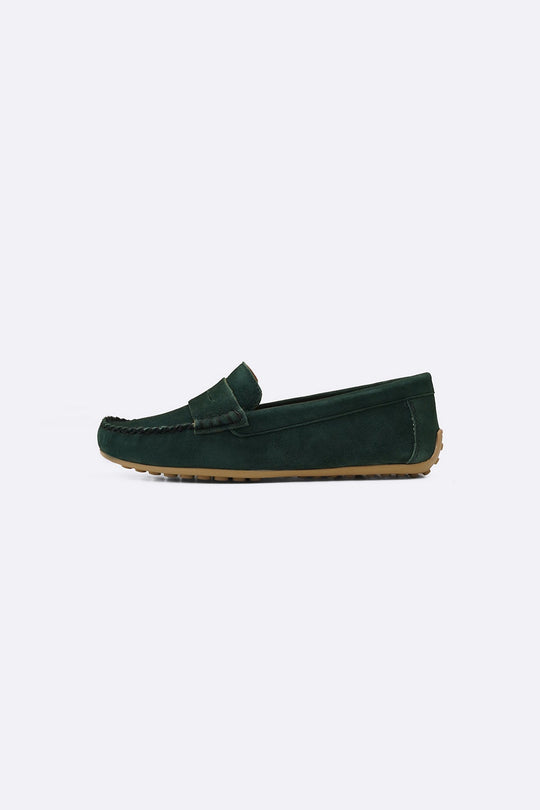 GREEN SUEDE LEATHER LOAFERS