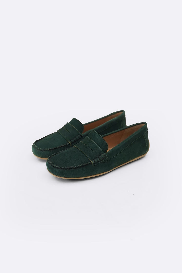 GREEN SUEDE LEATHER LOAFERS