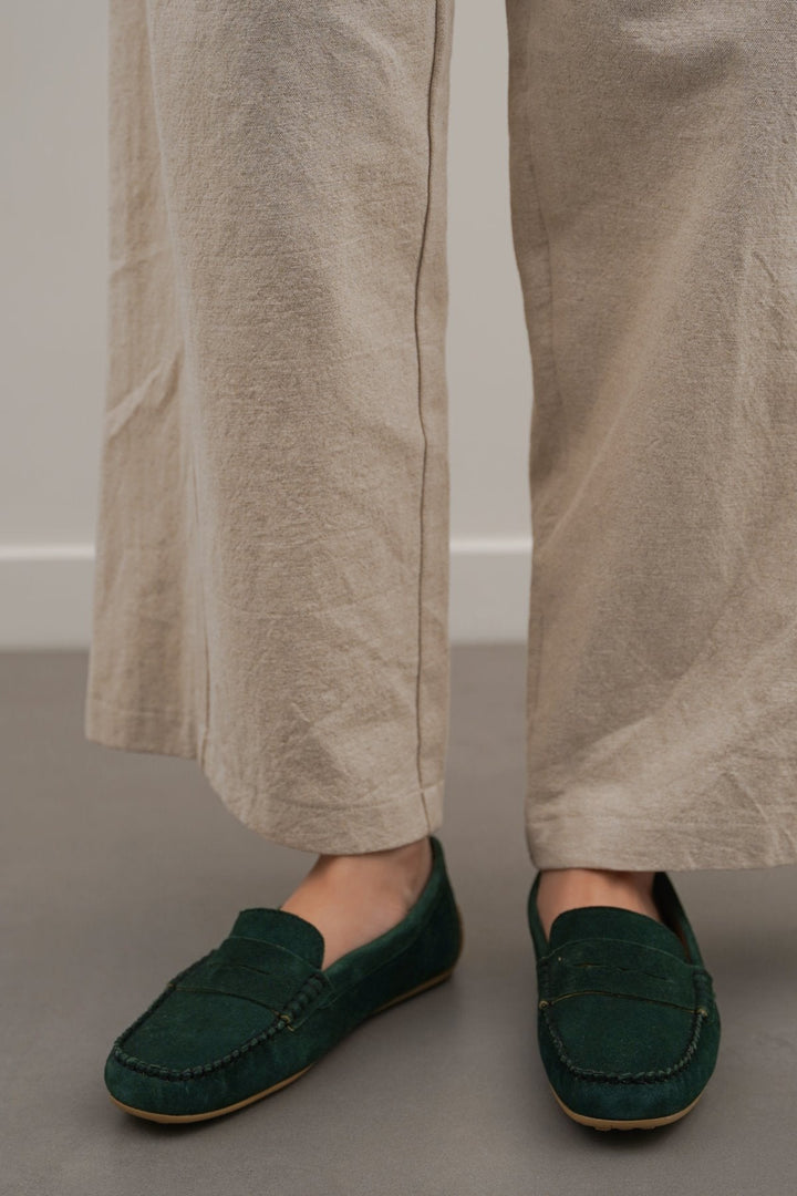 GREEN SUEDE LEATHER LOAFERS