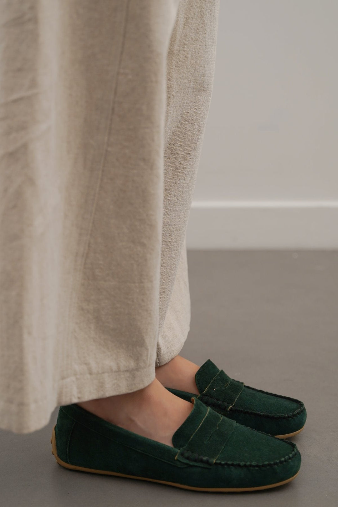 GREEN SUEDE LEATHER LOAFERS