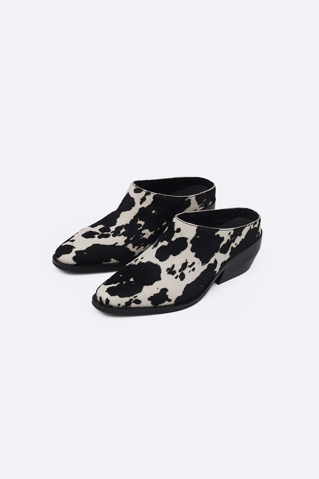BLACK COW LEATHER BOOT MULES