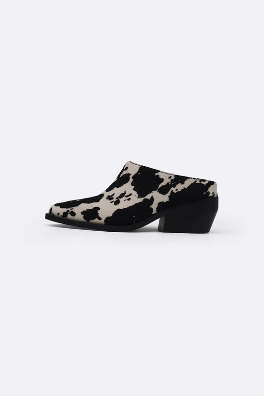 BLACK COW LEATHER BOOT MULES