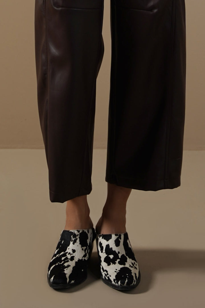 BLACK COW LEATHER BOOT MULES