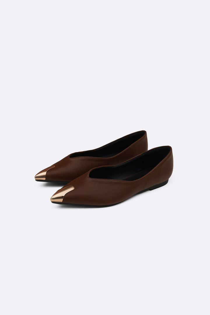 COFFEE GILDED TIP FLATS