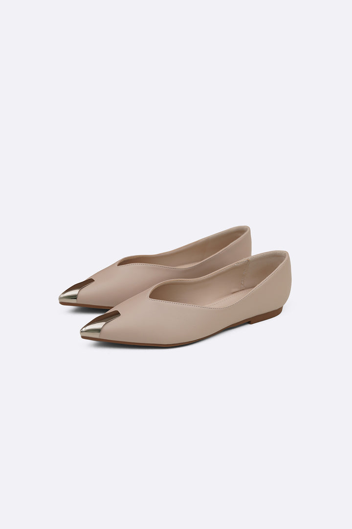 OFF WHITE GILDED TIP FLATS