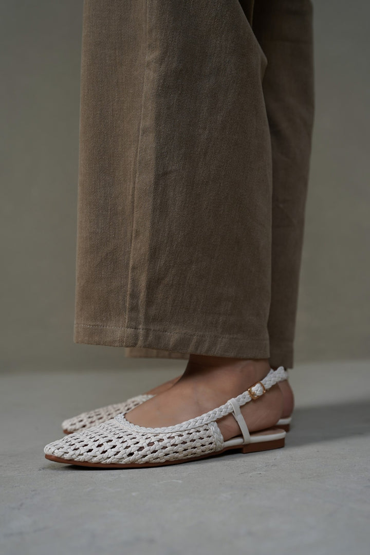 CREAM WEAVE SLINGBACKS