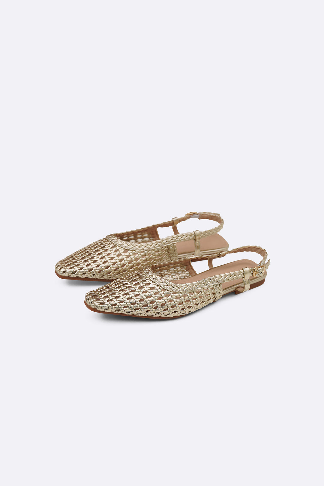 GOLD WEAVE SLINGBACKS