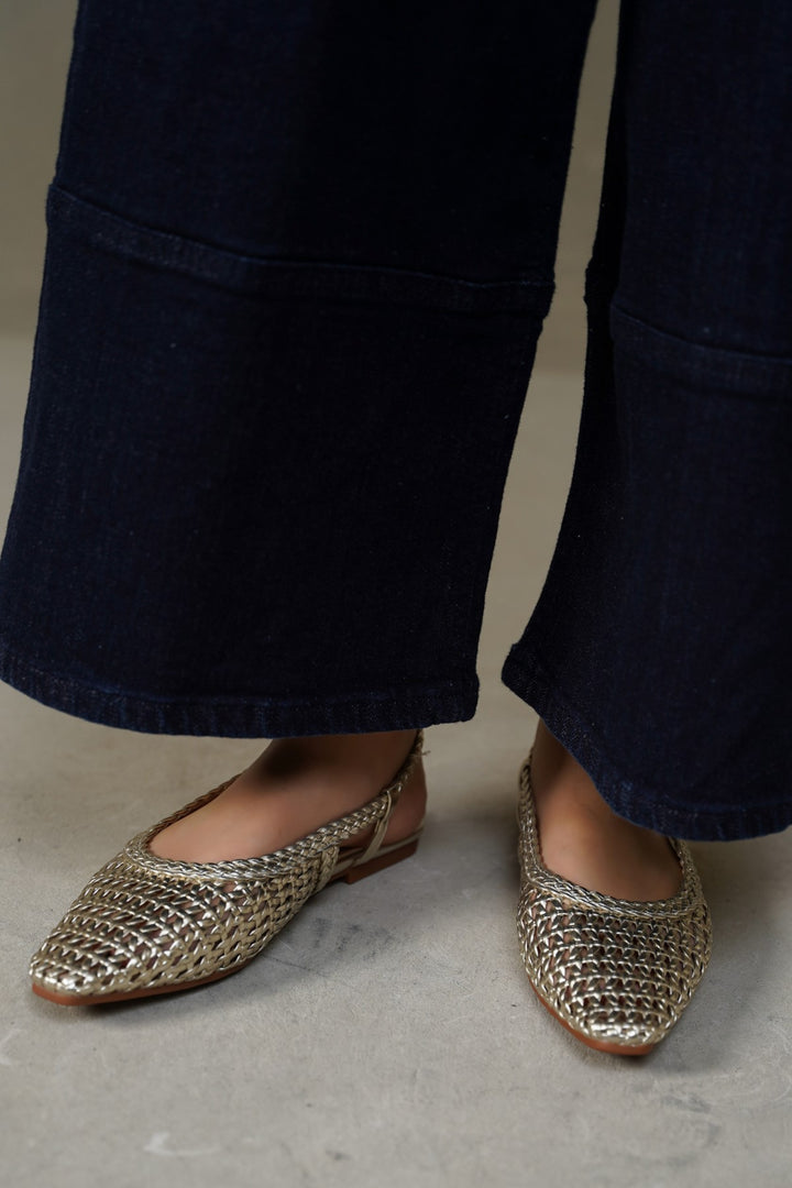GOLD WEAVE SLINGBACKS