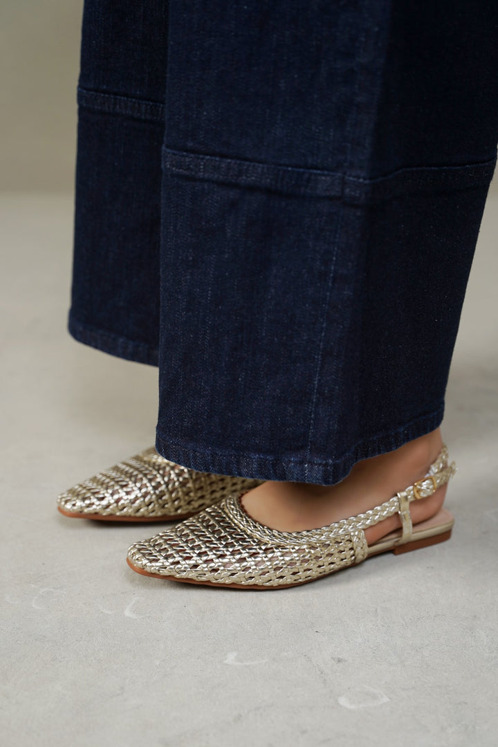 GOLD WEAVE SLINGBACKS