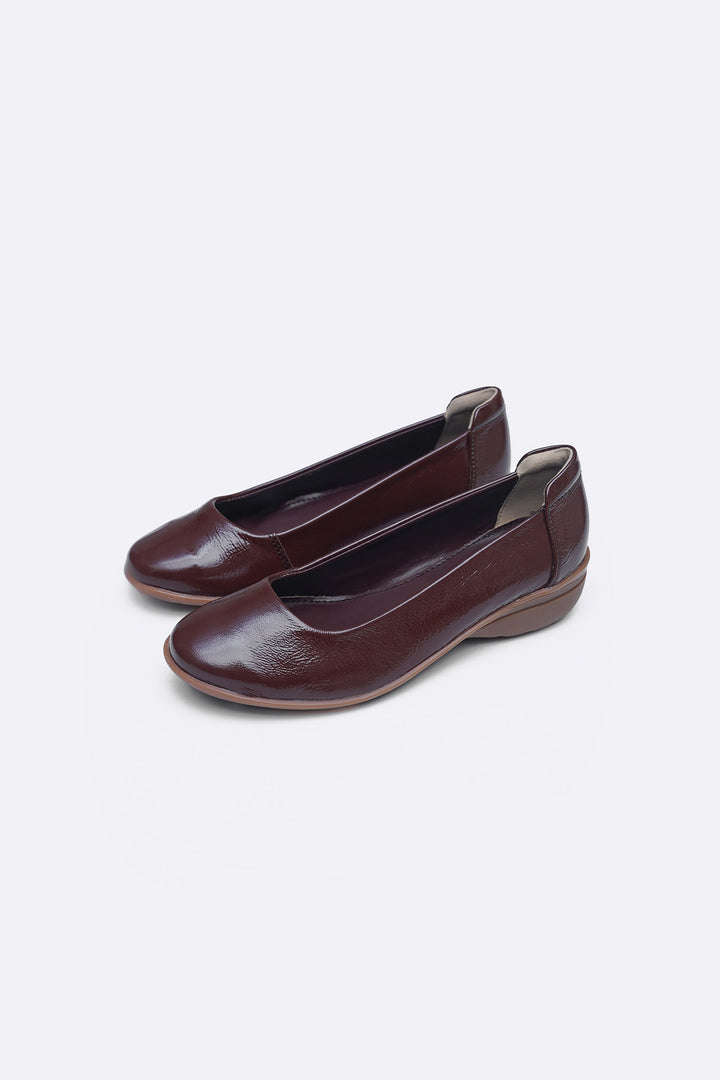 BROWN WRINKLE LEATHER PUMPS