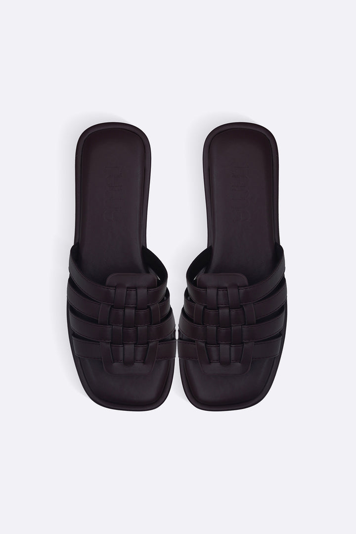DARK BROWN VENETO CAGED SLIDES