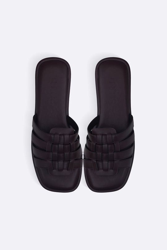 DARK BROWN VENETO CAGED SLIDES