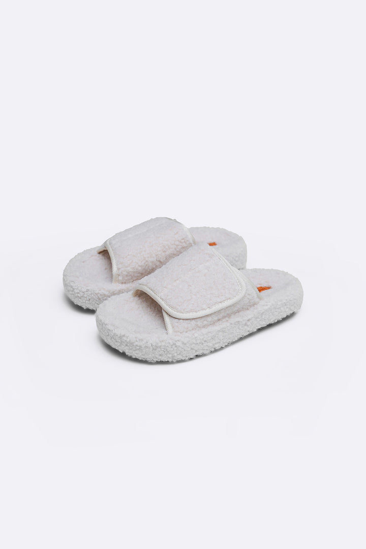 CREAM TEDDY FUR SLIDES
