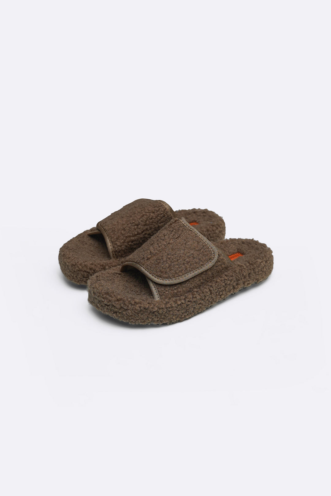 KHAKI TEDDY FUR SLIDES