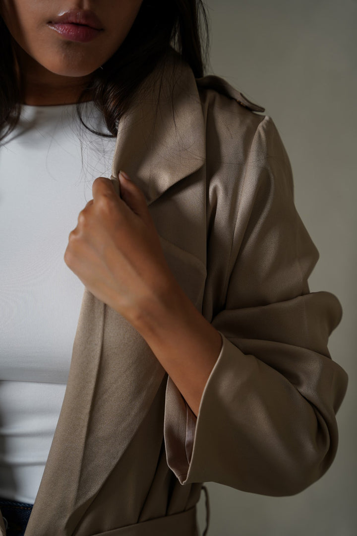 BEIGE-CLASSIC TRENCH COAT