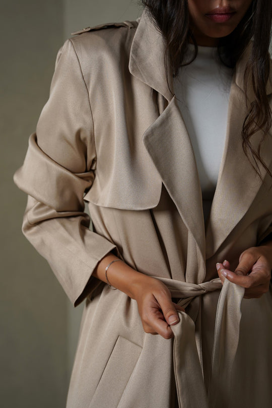BEIGE-CLASSIC TRENCH COAT