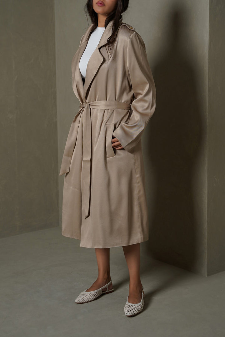 BEIGE-CLASSIC TRENCH COAT