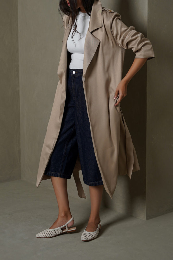 BEIGE-CLASSIC TRENCH COAT