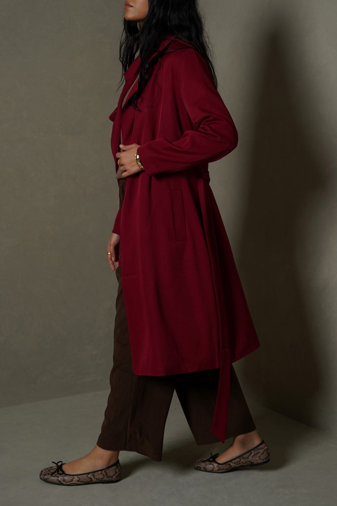 RED-CLASSIC TRENCH COAT