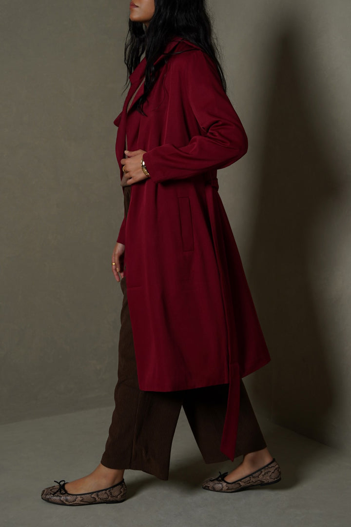 RED-CLASSIC TRENCH COAT