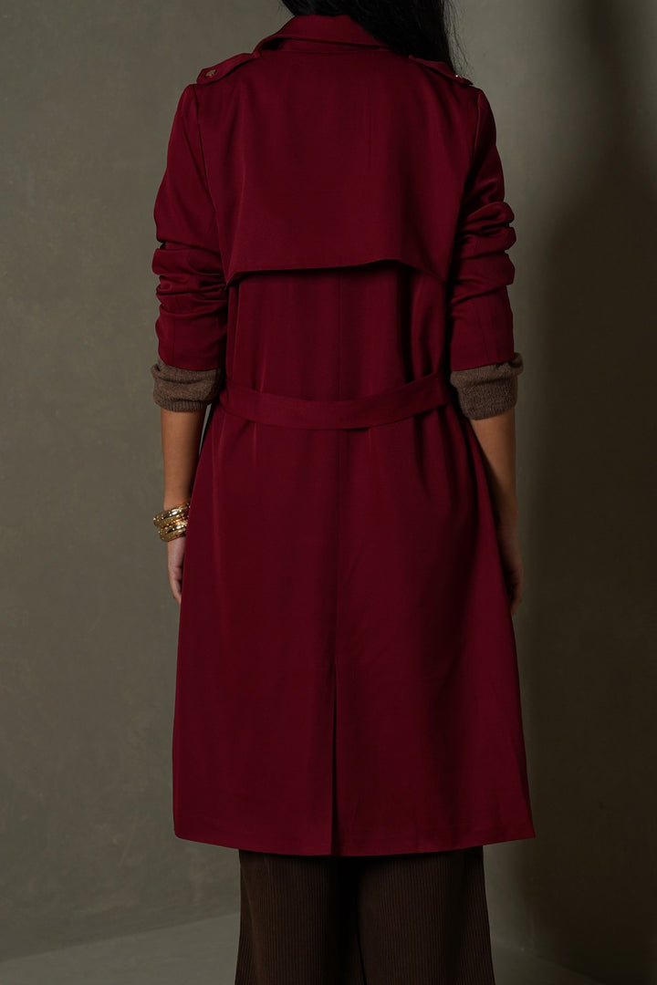 RED-CLASSIC TRENCH COAT